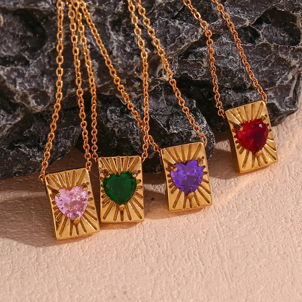 Cubic Zircon Heart  Pendant Necklace