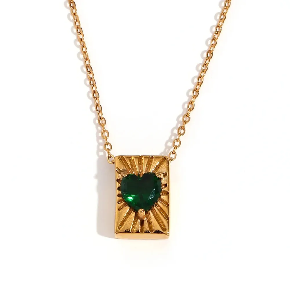 Cubic Zircon Heart  Pendant Necklace
