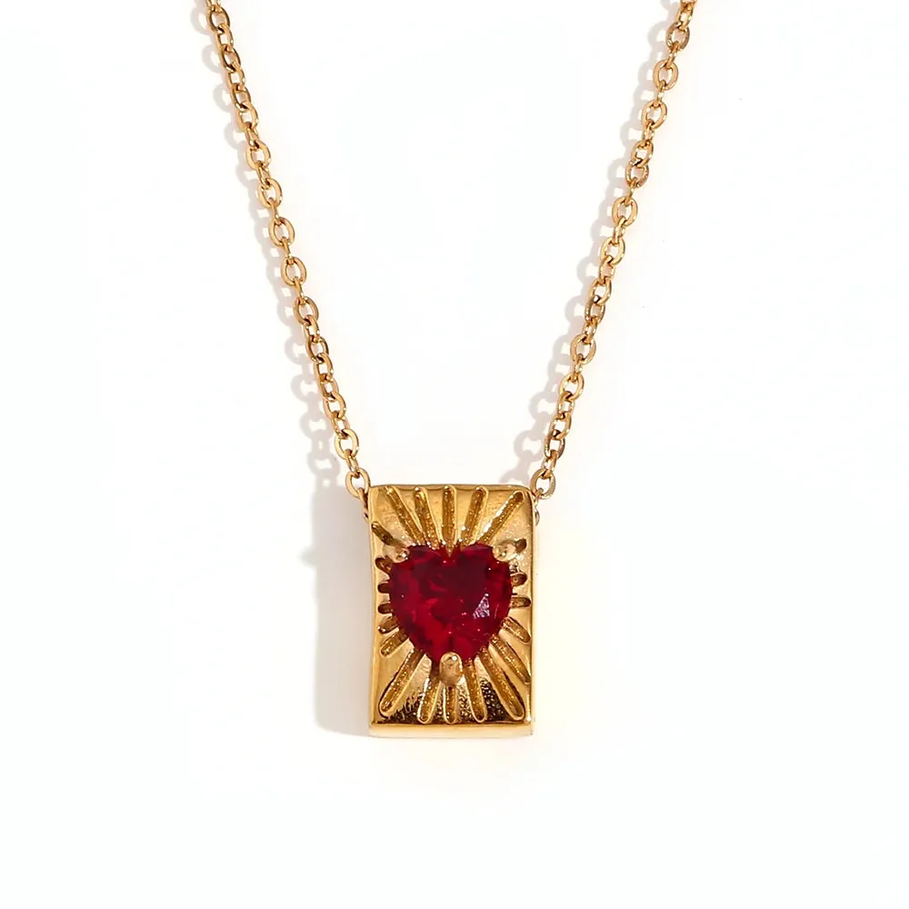 Cubic Zircon Heart  Pendant Necklace