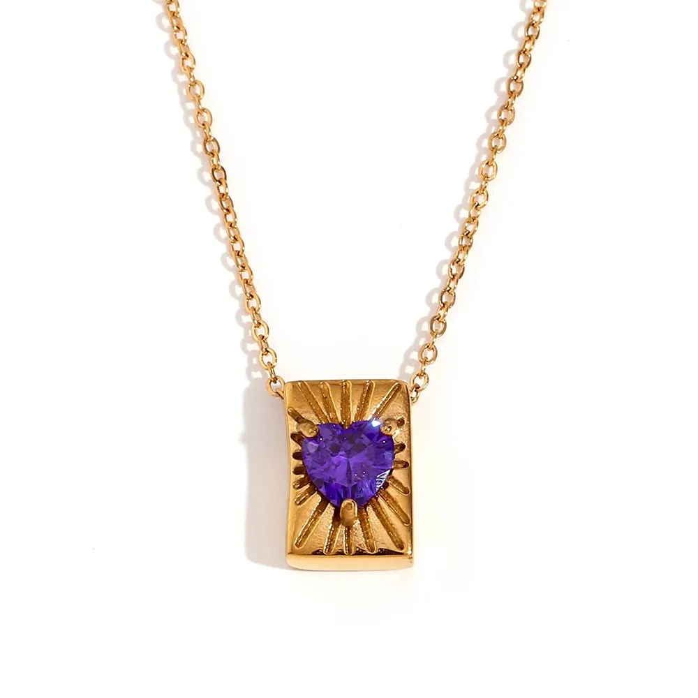 Cubic Zircon Heart  Pendant Necklace