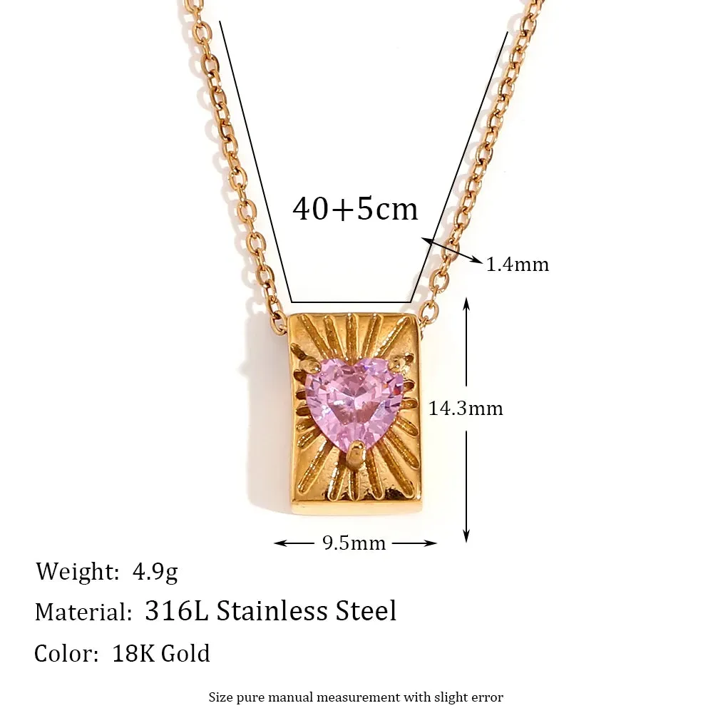 Cubic Zircon Heart  Pendant Necklace