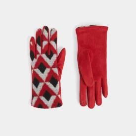 Diamond Pattern Touchscreen Gloves - Red - Final Sale