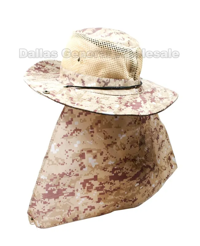 Digital Camouflage Bucket Hats with Neck Flap