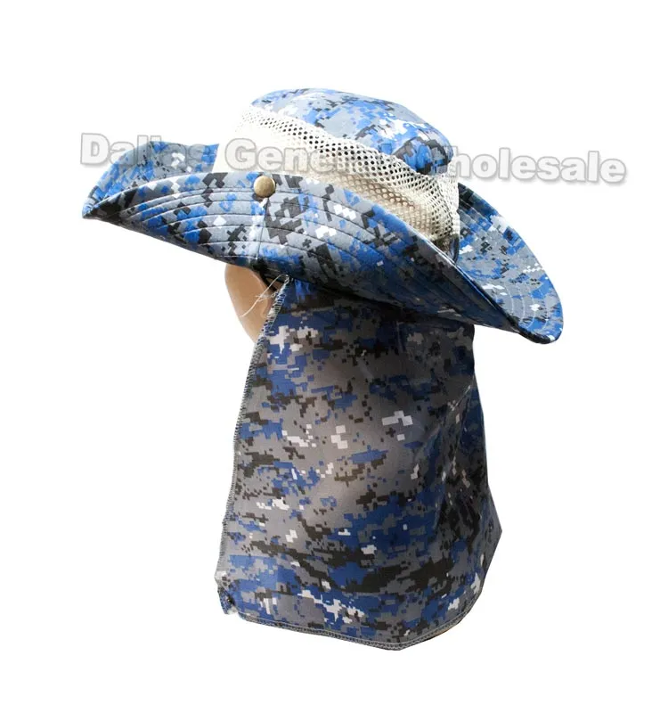 Digital Camouflage Bucket Hats with Neck Flap
