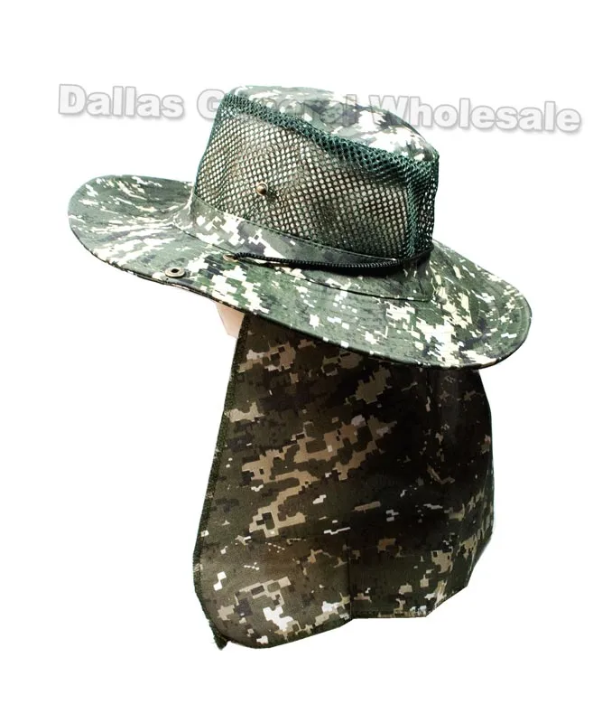 Digital Camouflage Bucket Hats with Neck Flap