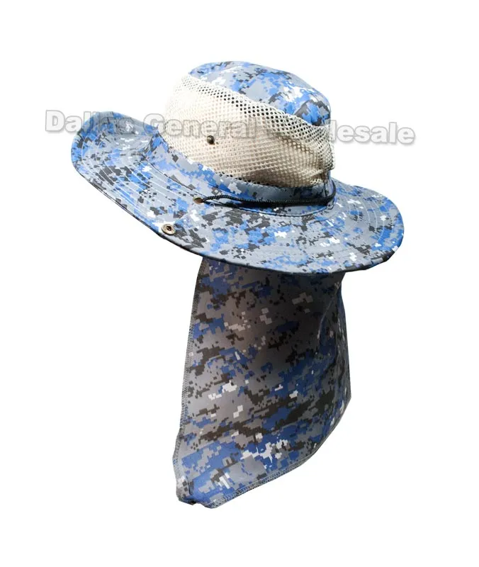 Digital Camouflage Bucket Hats with Neck Flap