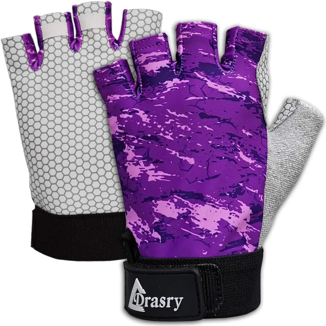 Drasry UV Fishing Gloves Fingerless Sun Protection Men Women UPF50 SPF for Fishing Kayaking Paddling Hiking Sailing Rowing Driving Canoeing Glove