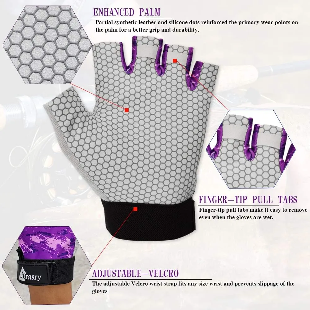 Drasry UV Fishing Gloves Fingerless Sun Protection Men Women UPF50 SPF for Fishing Kayaking Paddling Hiking Sailing Rowing Driving Canoeing Glove