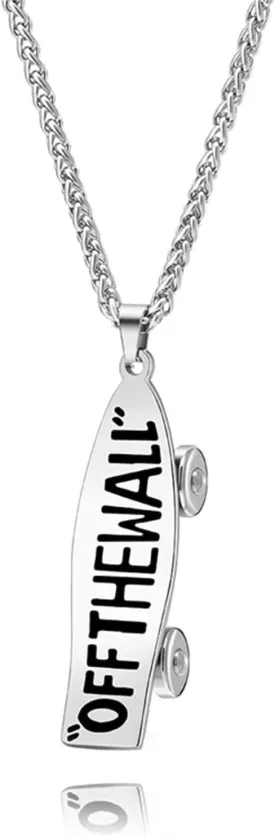 Dreuyet Skateboard Necklace for Men Women Trendy Personalized 3D Stainless Steel Charm Punk Hip-Hop Urban Skateboard Necklace Silver Finish Pendant Jewelry