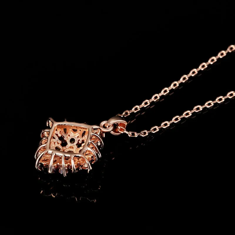 Fashion 18K Real Gold Plated Rhombus Necklaces Pendants with Colorized AAA Cubic Zircon For Women Birthday Gift