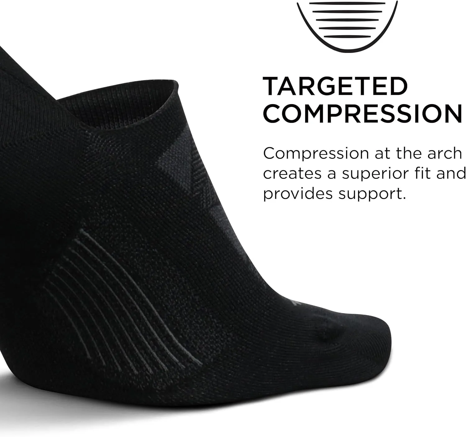 Feetures Elite Ultra Light Invisible Socks - Anti-Slip Sport Sock Liner with Targeted Compression - (1 Pair)