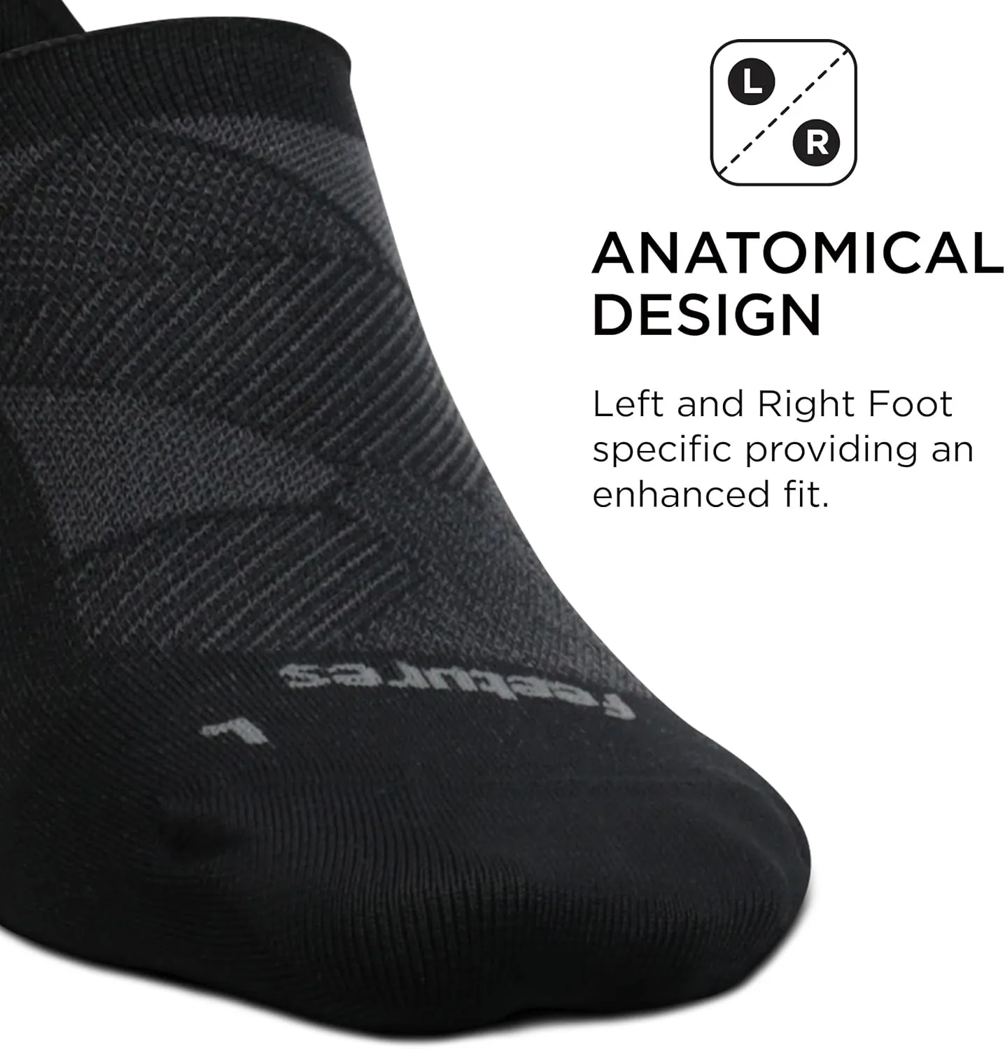 Feetures Elite Ultra Light Invisible Socks - Anti-Slip Sport Sock Liner with Targeted Compression - (1 Pair)