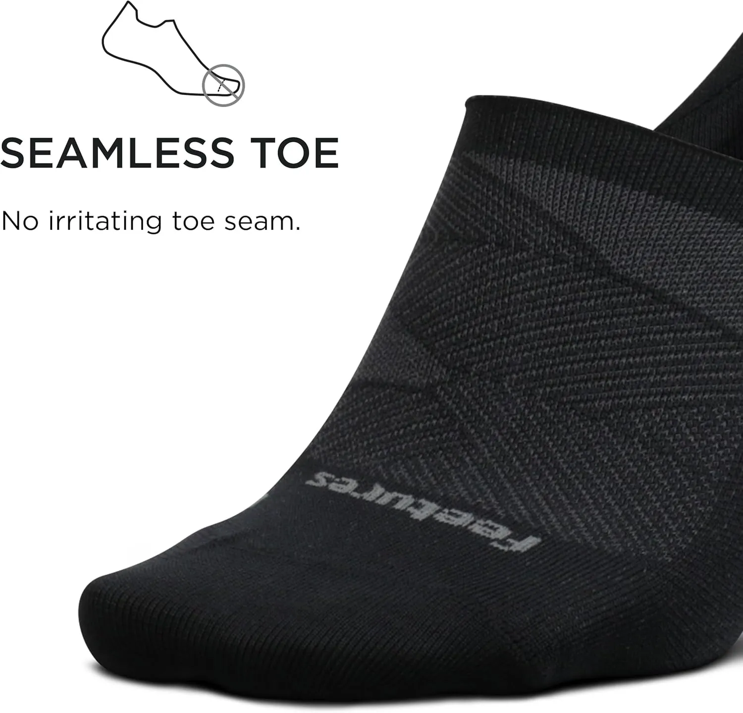 Feetures Elite Ultra Light Invisible Socks - Anti-Slip Sport Sock Liner with Targeted Compression - (1 Pair)