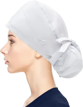 Fesciory Adjustable Working Caps with Button & Sweatband, Women Ponytail Pouch Hats, Long Hair