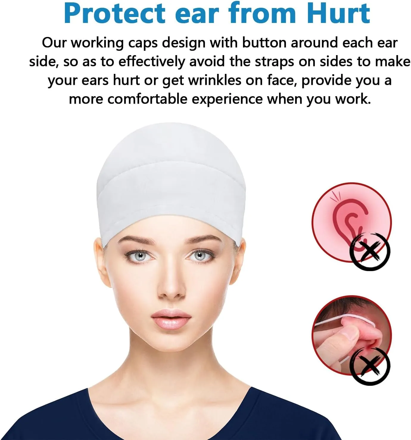 Fesciory Adjustable Working Caps with Button & Sweatband, Women Ponytail Pouch Hats, Long Hair