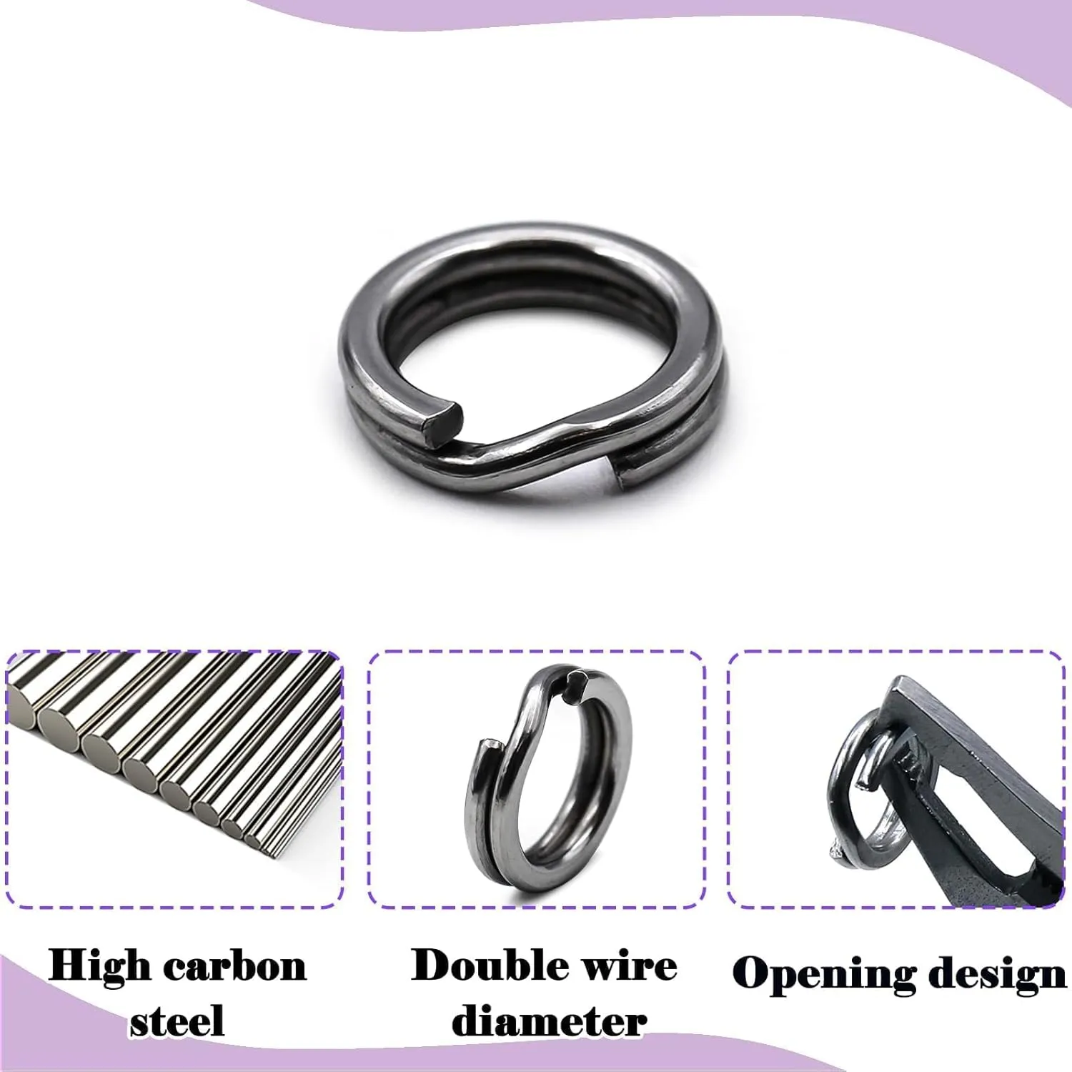 Fishing Split Rings - 100Pcs Stainless Steel Lure Ring for Link Fishing Hooks Heavy Duty Saltwater Terminal Tackle Connector