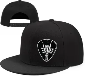 Flat Bill Hats for Men Snapback Snap Backpack Hat for Boy Wide Brim Pitbull lids Black Trucker Dad Baseball Cap Rock Roll