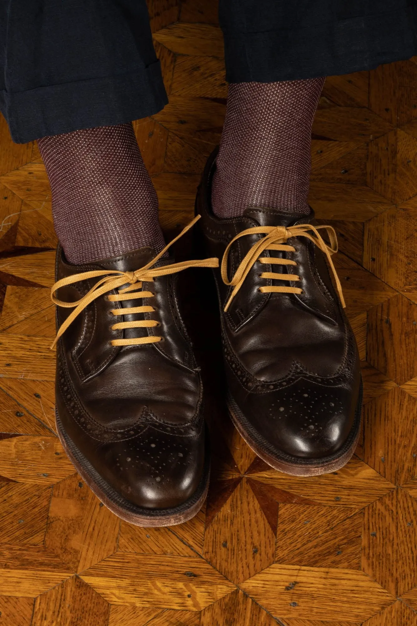 Flat Cognac Waxed Cotton Shoelaces
