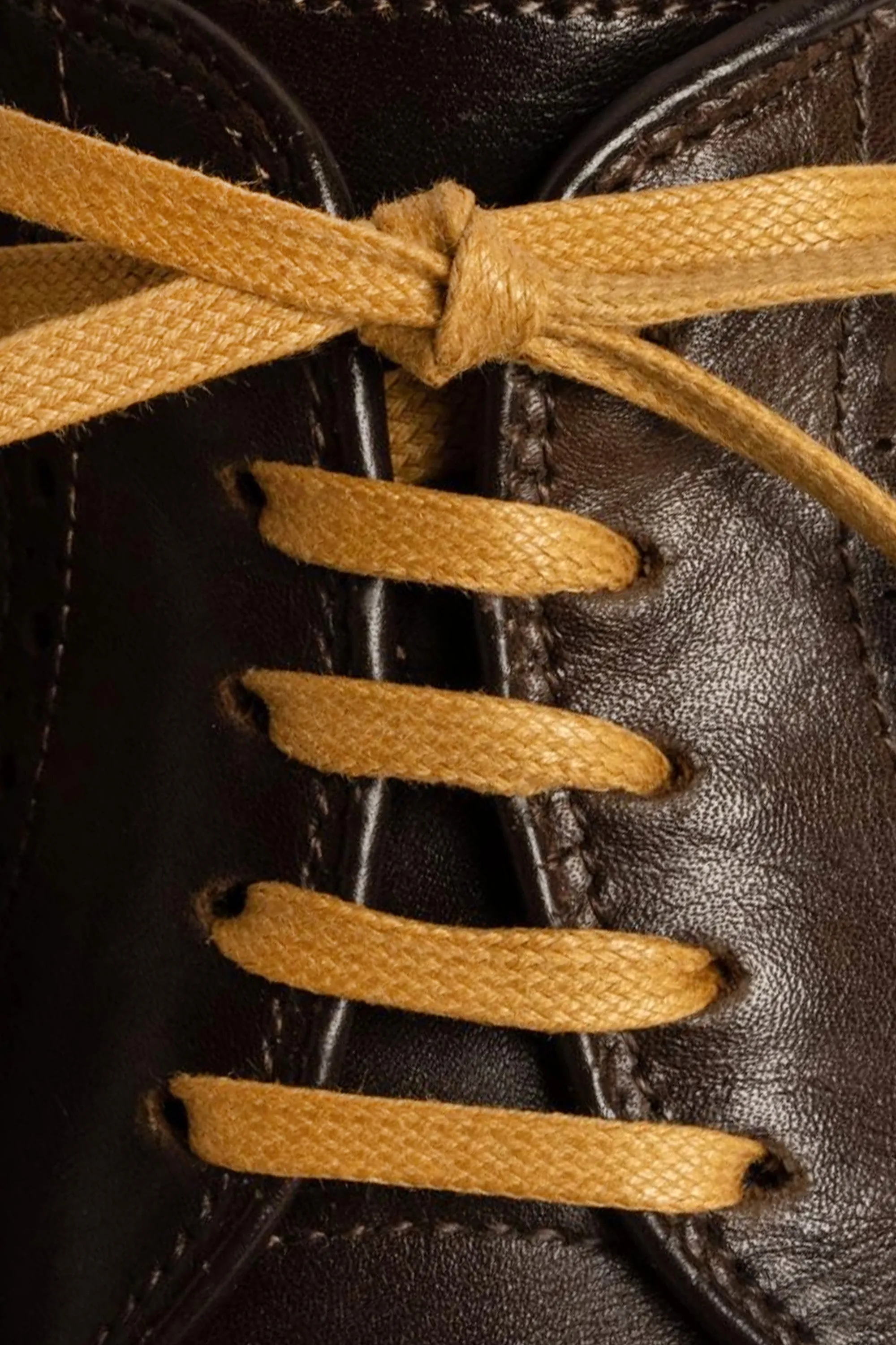 Flat Cognac Waxed Cotton Shoelaces