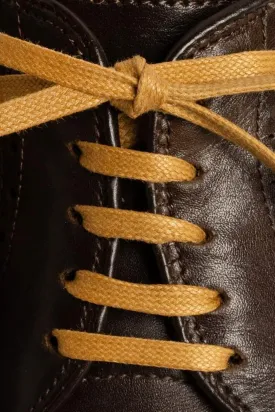 Flat Cognac Waxed Cotton Shoelaces