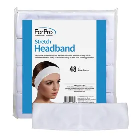 ForPro Professional Collection Stretch Headbands - Moisture Absorbent Disposable Spa - 2.25 W x 18 C - 48-Count