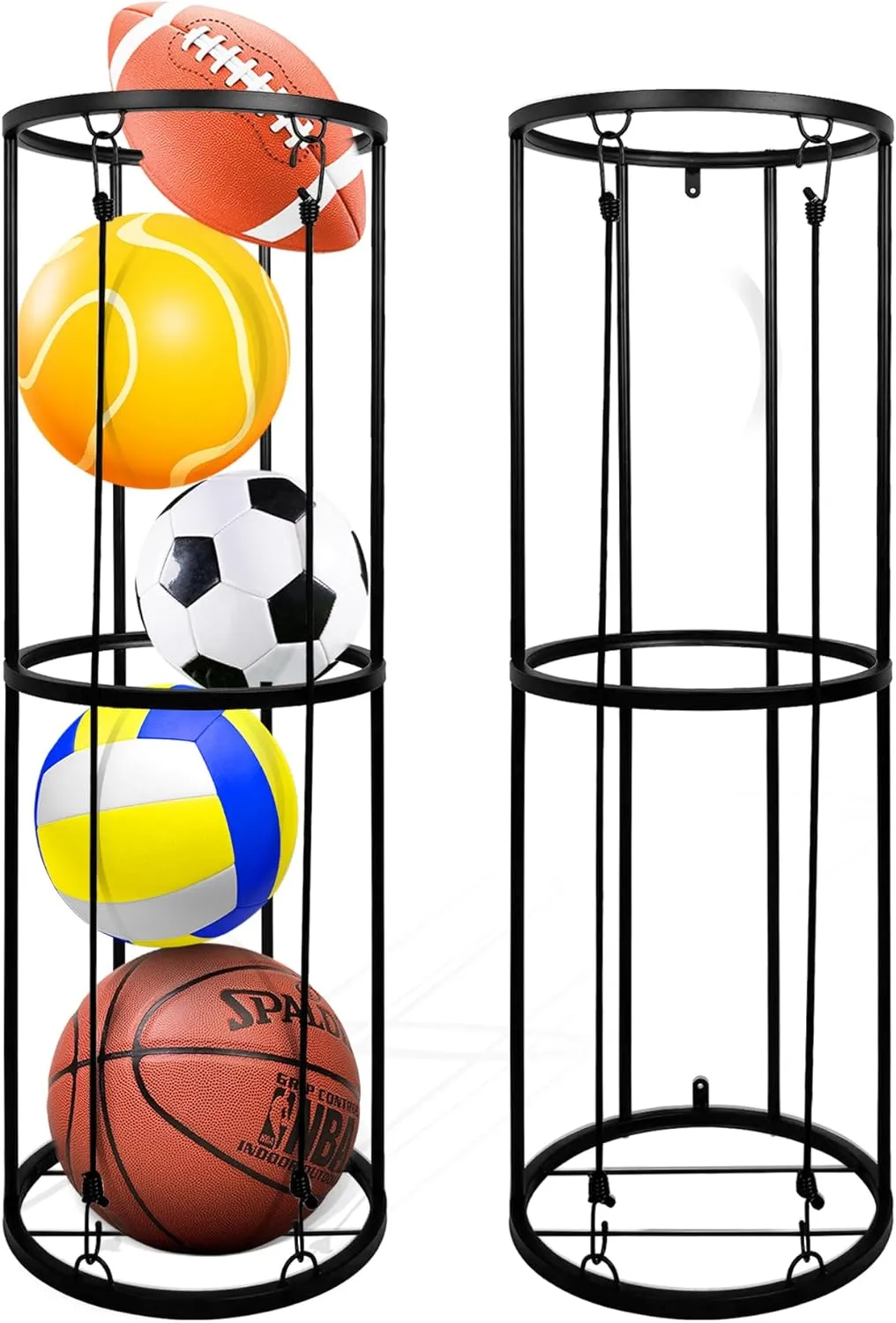 Garage Ball Storage Rack, Wall-Mounted Basketball Holder, Vertical Ball Rack for Soccer Volleyball Football Basketball, Space-Saving Sports Ball Storage Organizer for Garage & Home