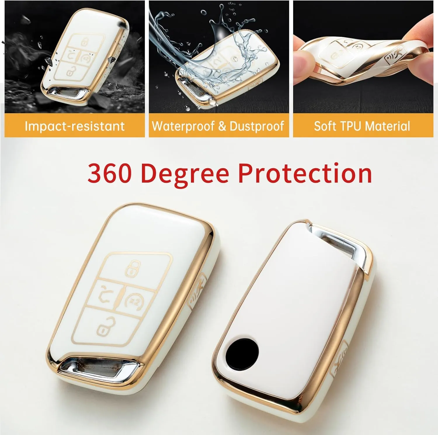 Gematay for VW Volkswagen Key Fob Cover with Keychain Lanyard, Soft TPU Key Fob Protector Shell Compatible with Volkswagen Tiguan Atlas Jetta Passat Golf Alltrack Smart Key Case
