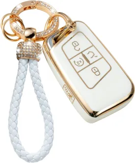 Gematay for VW Volkswagen Key Fob Cover with Keychain Lanyard, Soft TPU Key Fob Protector Shell Compatible with Volkswagen Tiguan Atlas Jetta Passat Golf Alltrack Smart Key Case