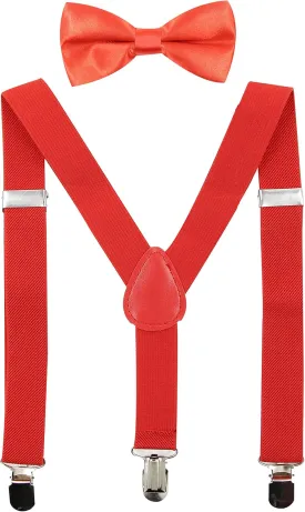 HANERDUN Kids Suspenders Bowtie Sets Adjustable Suspender Set for Boys and Girls