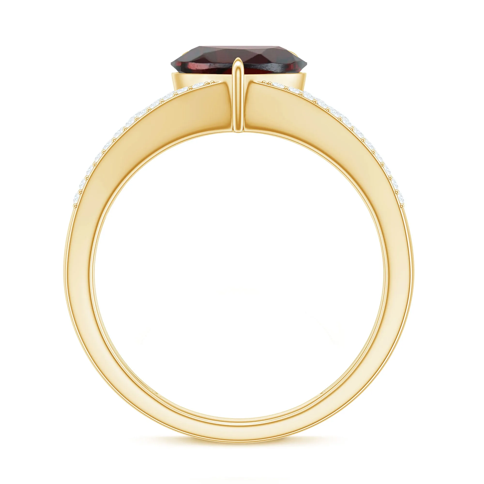 Heart Shape Solitaire Garnet Designer Engagement Ring with Diamond