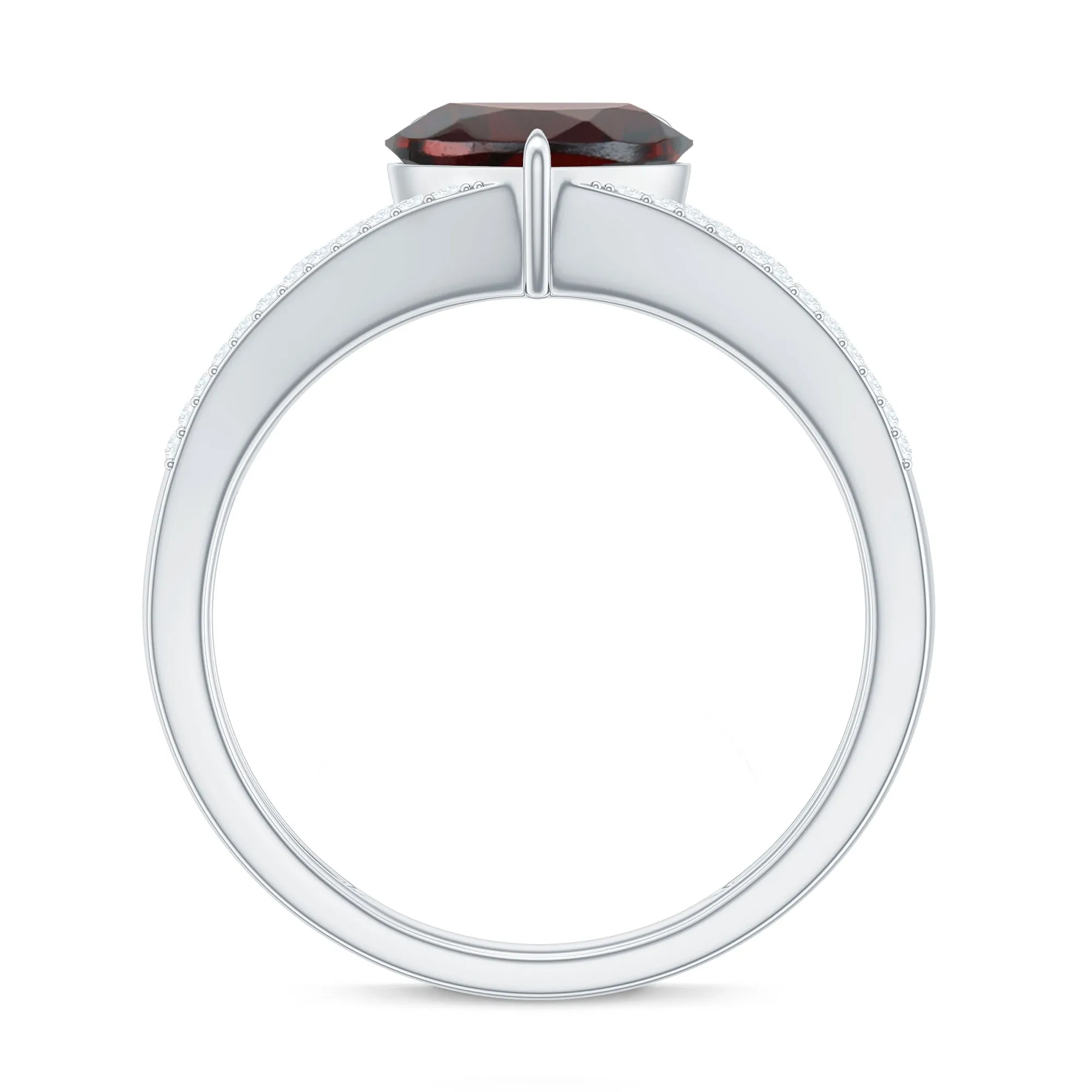 Heart Shape Solitaire Garnet Designer Engagement Ring with Diamond
