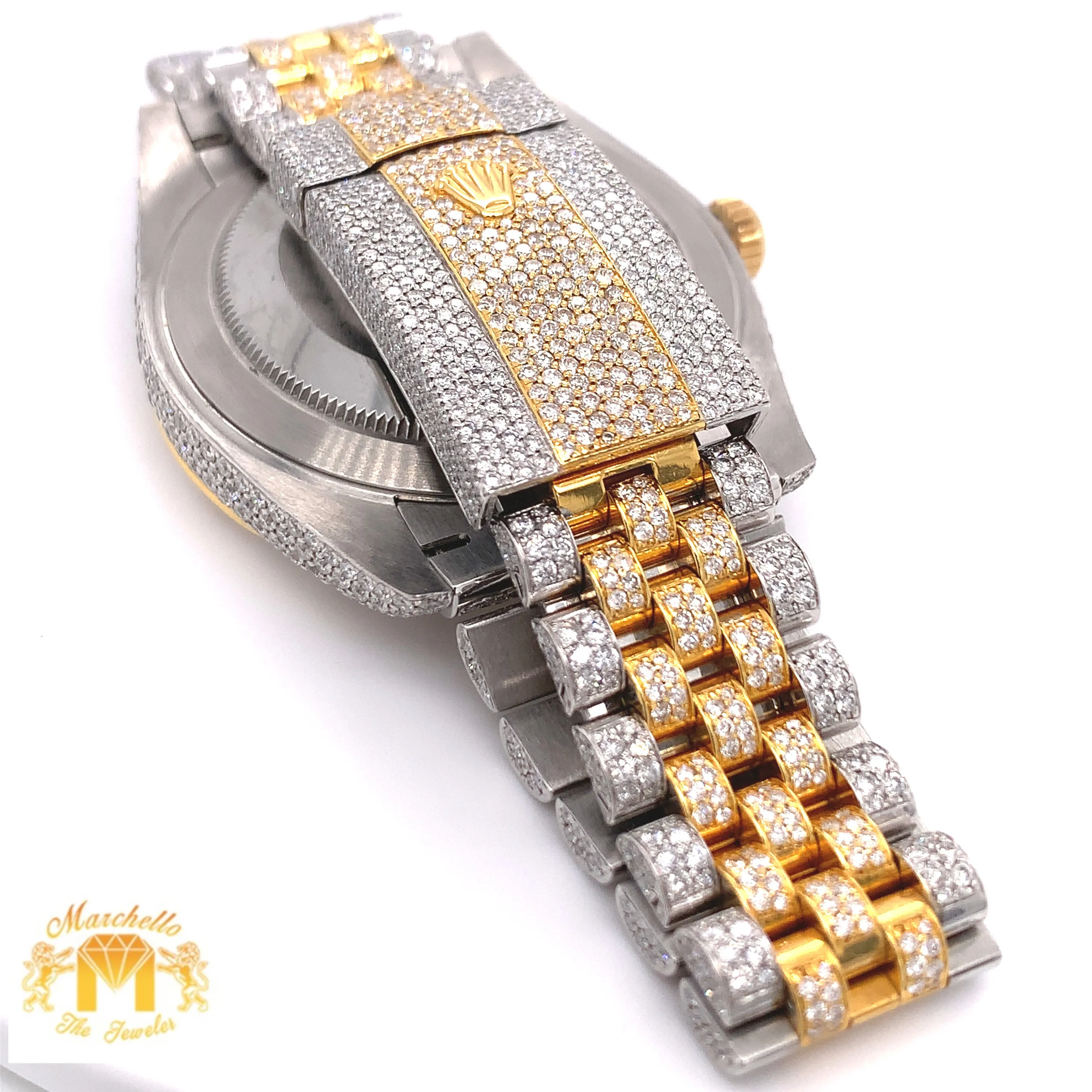 Iced Out Diamond Rolex Datejust Diamond 2 Watch with Two-tone Jubilee Bracelet (41 mm, baguette bezel)