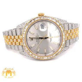Iced Out Diamond Rolex Datejust Diamond 2 Watch with Two-tone Jubilee Bracelet (41 mm, baguette bezel)