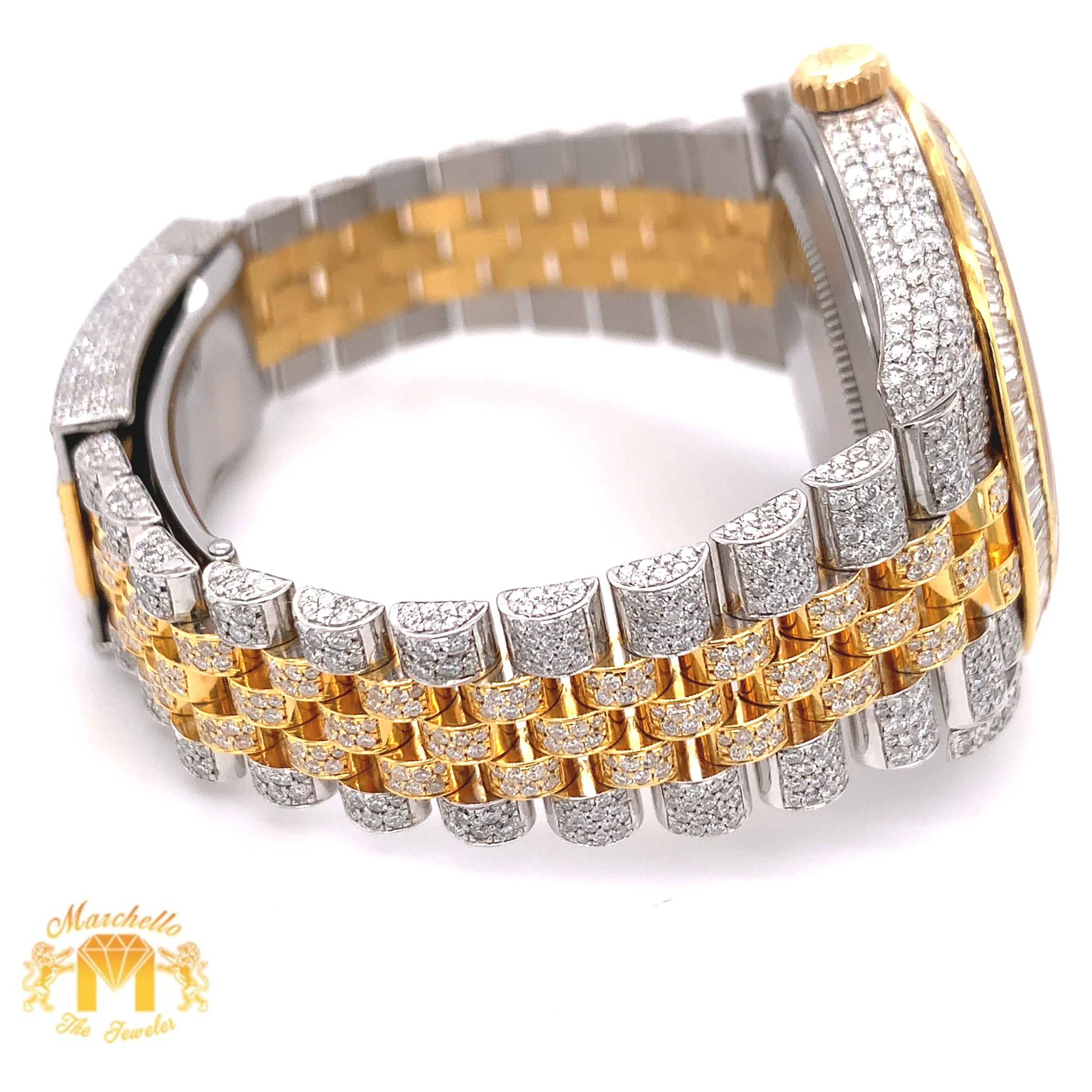 Iced Out Diamond Rolex Datejust Diamond 2 Watch with Two-tone Jubilee Bracelet (41 mm, baguette bezel)