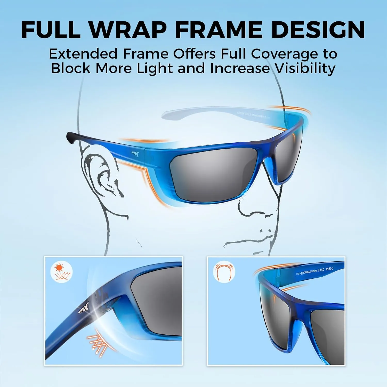 KastKing Huzzah Polarized Sport Sunglasses for Men and Women, Ideal for Driving Fishing Cycling and Running,UV Protection