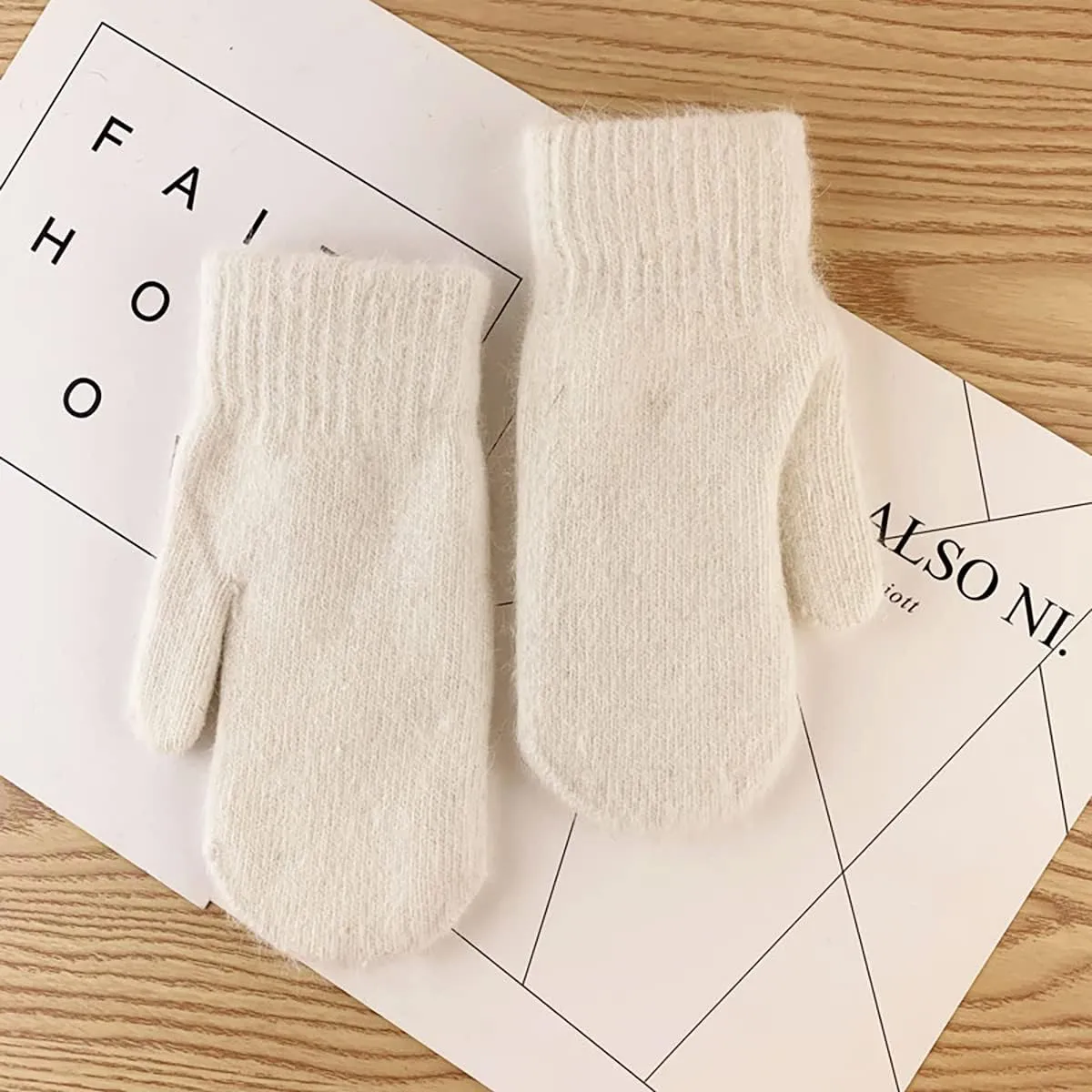 Knit Mittens for Women Warm Winter Fleece Lined Mittens Womens Gloves for Cold Weather