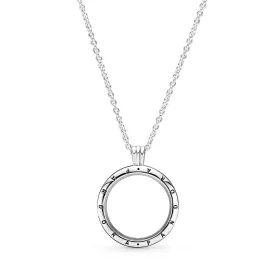 Large PANDORA floating locket silver pendant and necklace