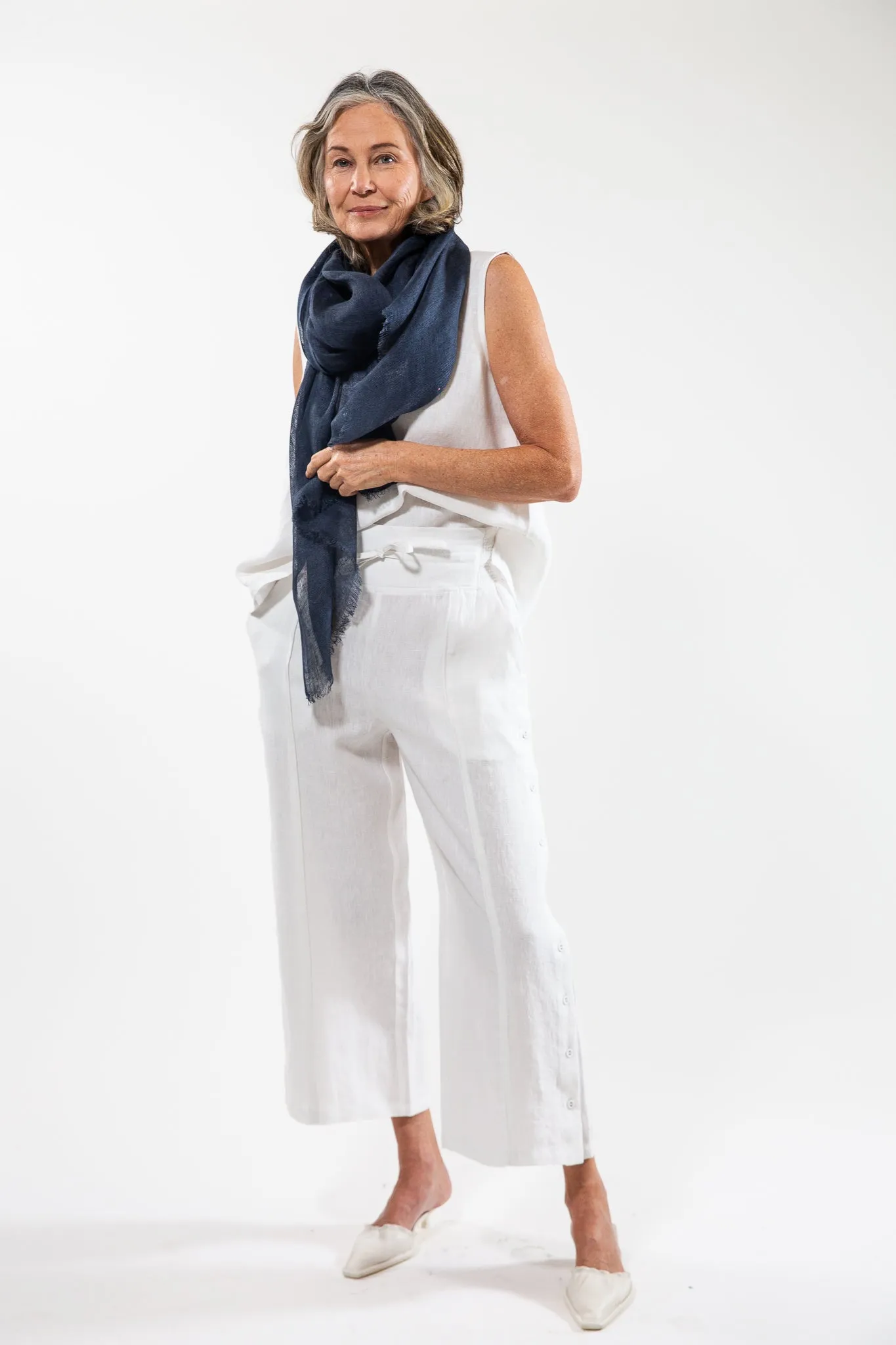 Linen Gauze Scarf | Navy