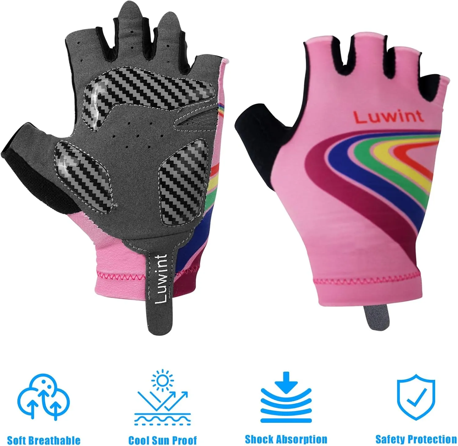 Luwint Gel Padded Sport Gloves for Kids 3-8 Years, Breathable Cycling Gloves Gym Gloves for Biking Exercising Running Training Outdoors