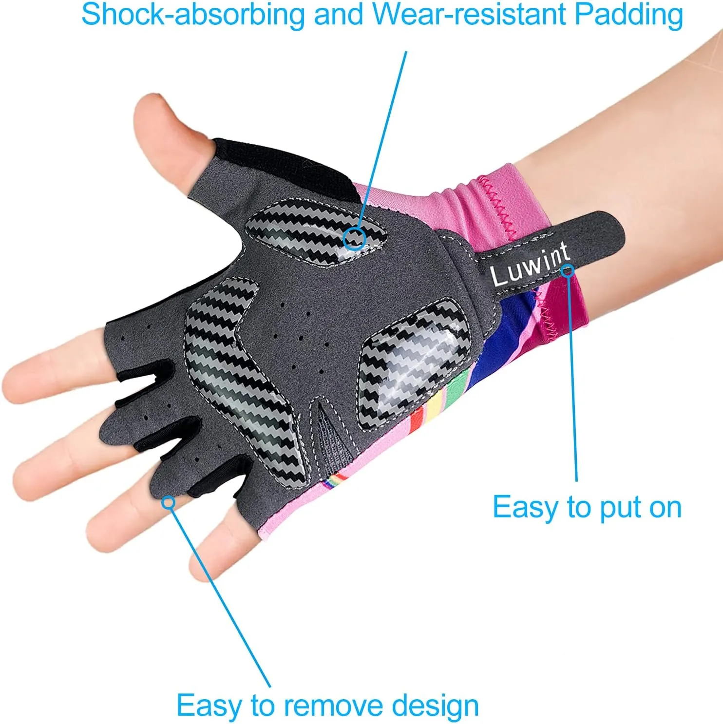 Luwint Gel Padded Sport Gloves for Kids 3-8 Years, Breathable Cycling Gloves Gym Gloves for Biking Exercising Running Training Outdoors