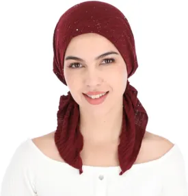 Madison Headwear Pretied Head Scarves for Women Featuring A Unique Sparkly Foil Finish and Stretchy Ribbed Fabric