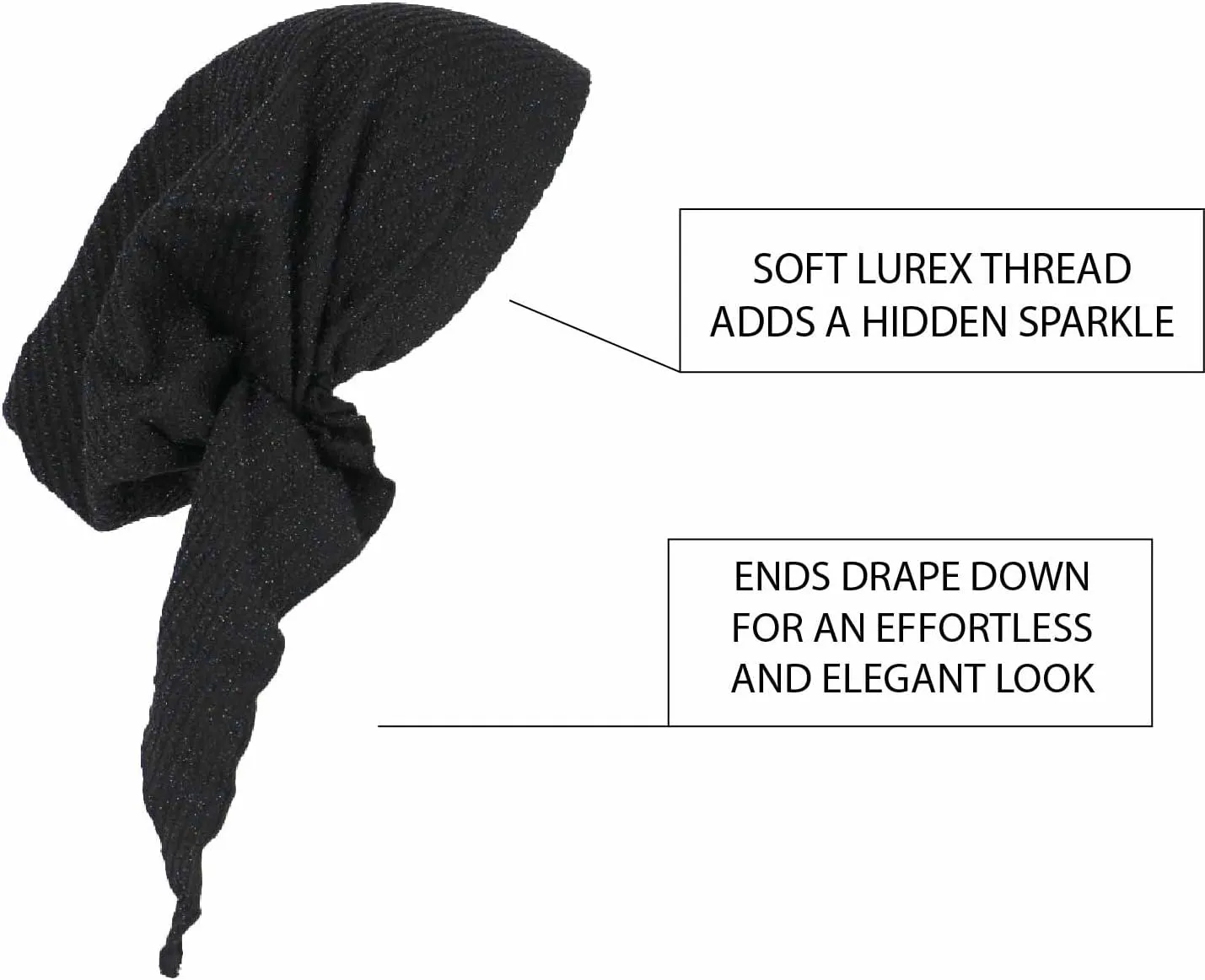 Madison Headwear Pretied Head Scarves for Women Featuring A Unique Sparkly Foil Finish and Stretchy Ribbed Fabric