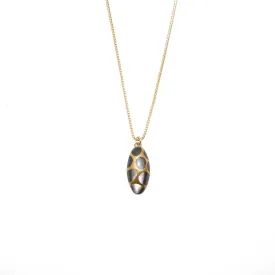 Maki-e Urushi Lacquer Pendant Necklace - Black Lip Oyster Pearl Shell / Thread Pattern / Black -, Traditional Japanese Urushi Lacquer Jewelry