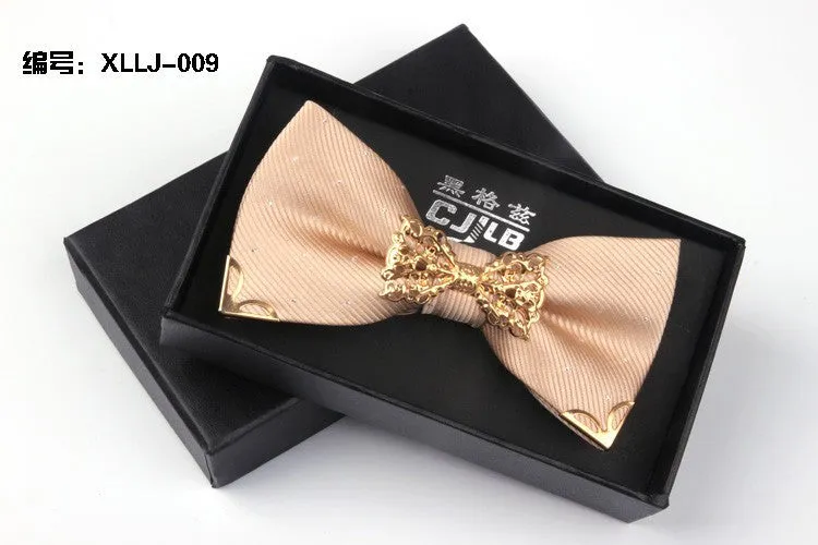 Mantieqingway Fashion Metal Male Silver Dots Bow Ties Wedding Married Groom Bowties Neckwear Decoration Business Cravats Bowknot