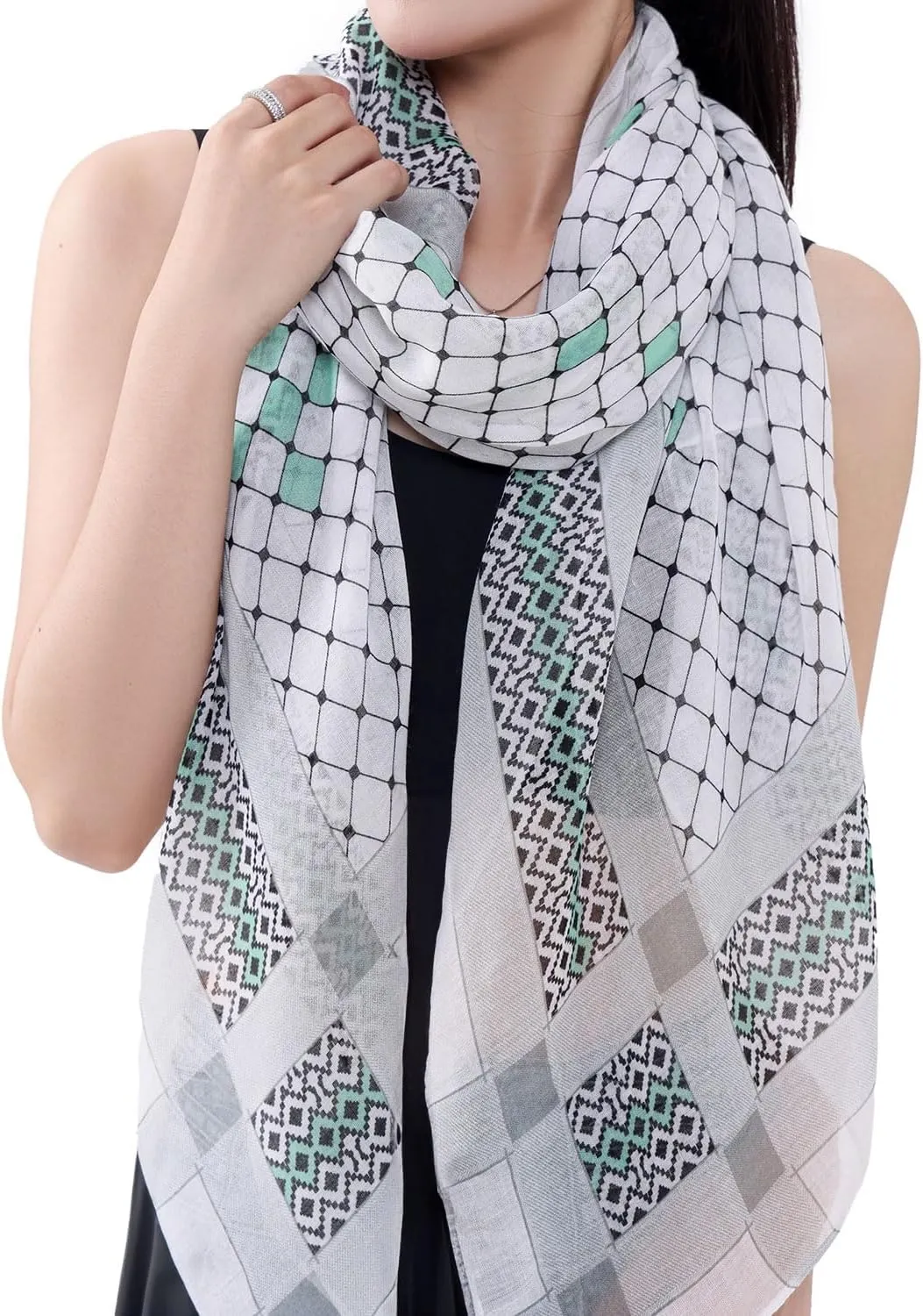 MELIFLUOS DESIGNED IN SPAIN Scarf for Women Lightweight Geometric Fashion Spring Summer Scarves Shawl Wraps