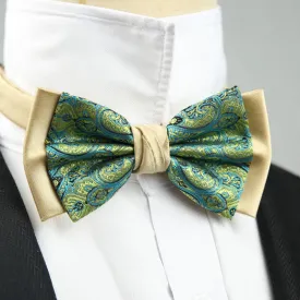 Men's Paisley Floral Double Layers Groomsmen Bow Tie