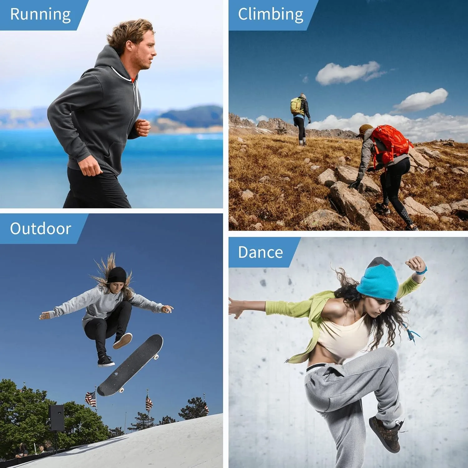 Mens Women Slouchy Beanie Cool Cap for Winter Warm Skiing Running Outdoor