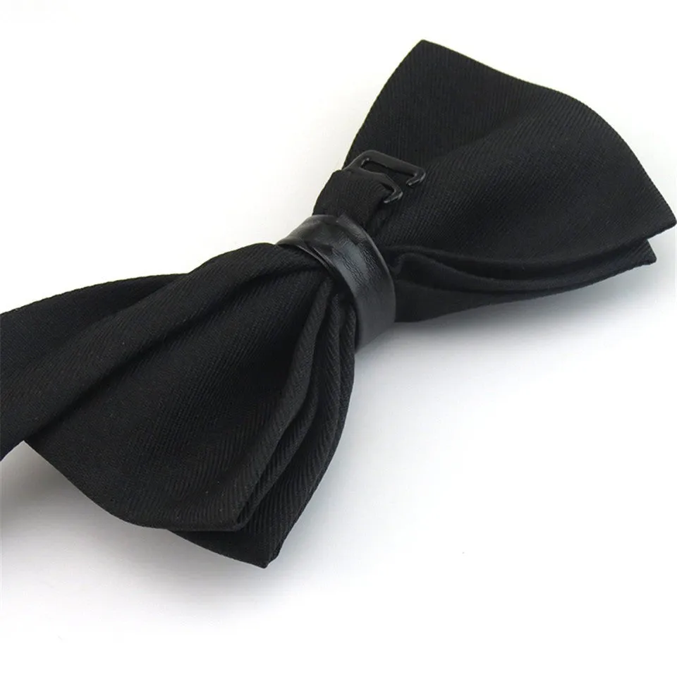 Metal Head Solid Bowtie Black White Classic Bow Ties For Men Wedding Shirt Dress Accessories Christmas Gifts gravata cravate