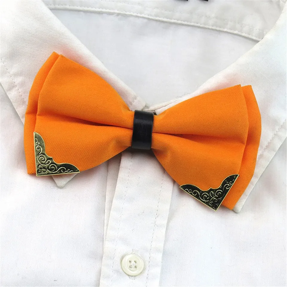 Metal Head Solid Bowtie Black White Classic Bow Ties For Men Wedding Shirt Dress Accessories Christmas Gifts gravata cravate