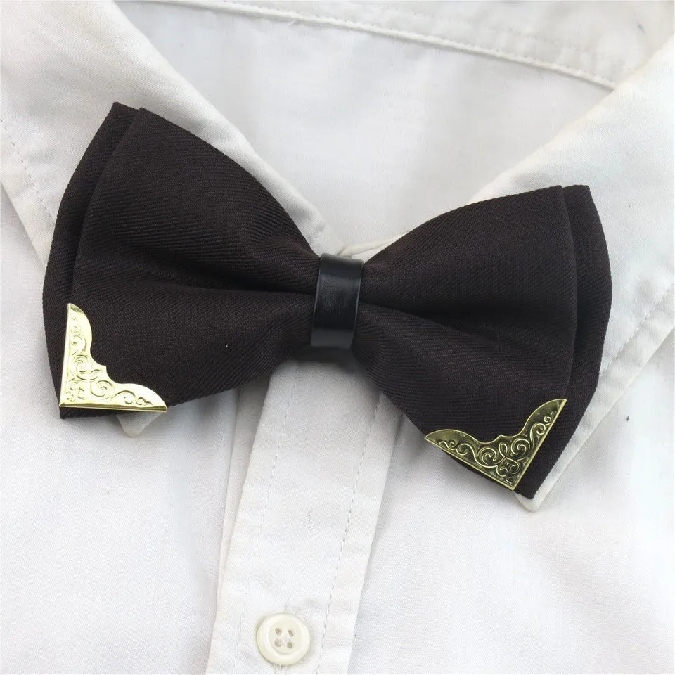 Metal Head Solid Bowtie Black White Classic Bow Ties For Men Wedding Shirt Dress Accessories Christmas Gifts gravata cravate
